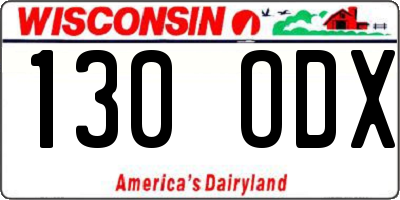WI license plate 130ODX