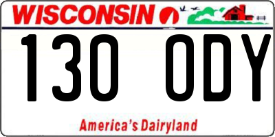 WI license plate 130ODY