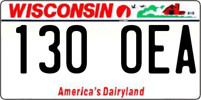 WI license plate 130OEA
