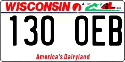 WI license plate 130OEB