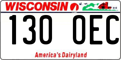 WI license plate 130OEC