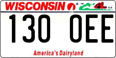 WI license plate 130OEE