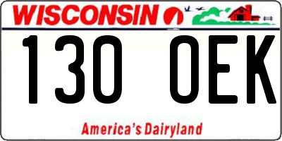 WI license plate 130OEK