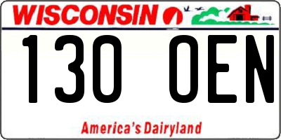WI license plate 130OEN