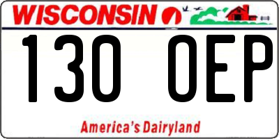 WI license plate 130OEP