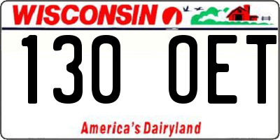 WI license plate 130OET