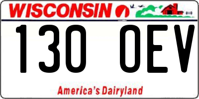 WI license plate 130OEV
