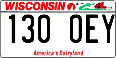 WI license plate 130OEY