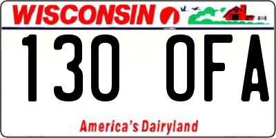 WI license plate 130OFA