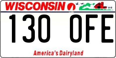 WI license plate 130OFE