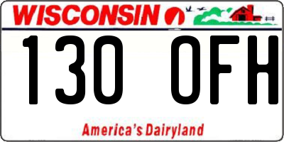 WI license plate 130OFH