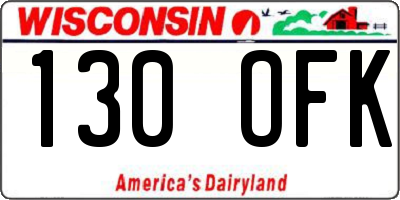 WI license plate 130OFK