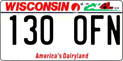 WI license plate 130OFN