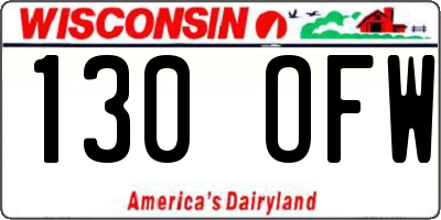 WI license plate 130OFW