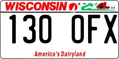 WI license plate 130OFX