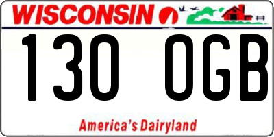 WI license plate 130OGB