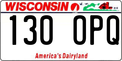 WI license plate 130OPQ