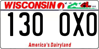 WI license plate 130OXO