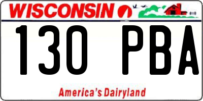 WI license plate 130PBA