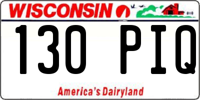 WI license plate 130PIQ
