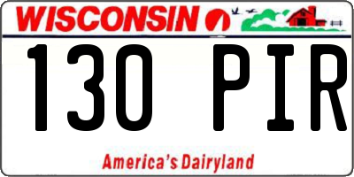 WI license plate 130PIR