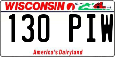 WI license plate 130PIW