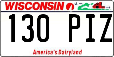 WI license plate 130PIZ