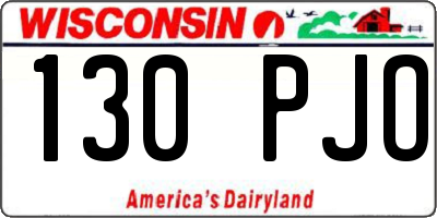 WI license plate 130PJO