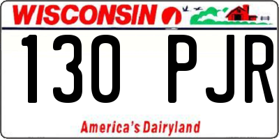 WI license plate 130PJR