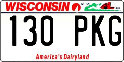 WI license plate 130PKG