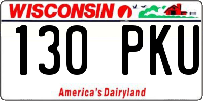 WI license plate 130PKU