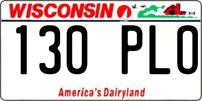 WI license plate 130PLO