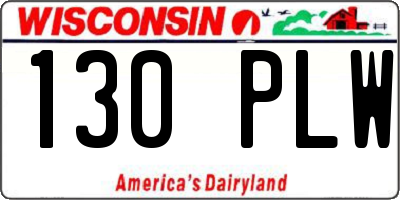WI license plate 130PLW
