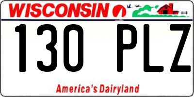 WI license plate 130PLZ