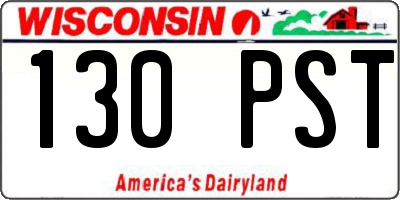 WI license plate 130PST