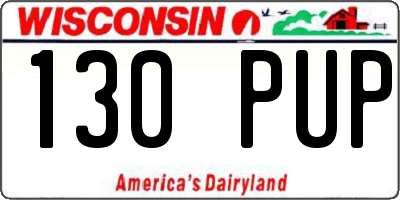 WI license plate 130PUP
