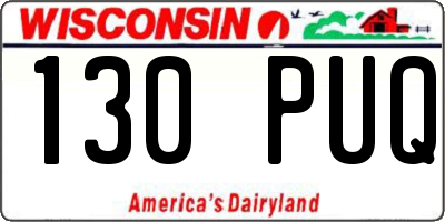 WI license plate 130PUQ