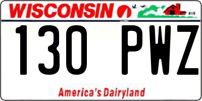 WI license plate 130PWZ