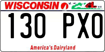 WI license plate 130PXO