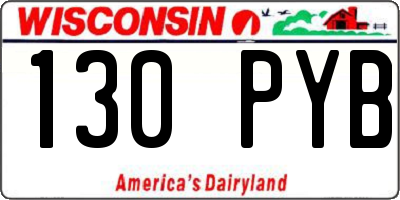 WI license plate 130PYB