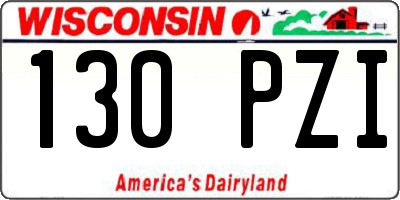 WI license plate 130PZI