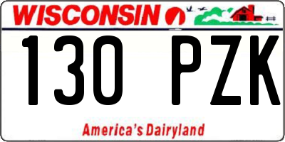 WI license plate 130PZK