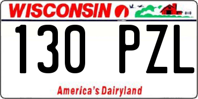 WI license plate 130PZL