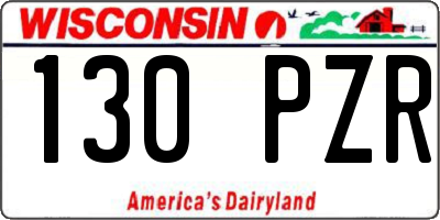 WI license plate 130PZR