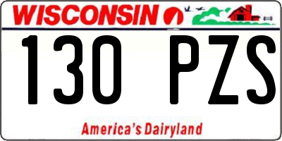 WI license plate 130PZS