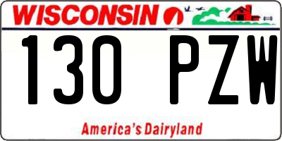 WI license plate 130PZW