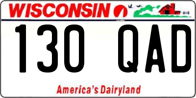 WI license plate 130QAD