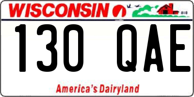 WI license plate 130QAE