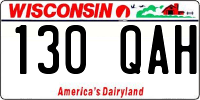WI license plate 130QAH