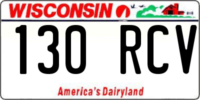 WI license plate 130RCV